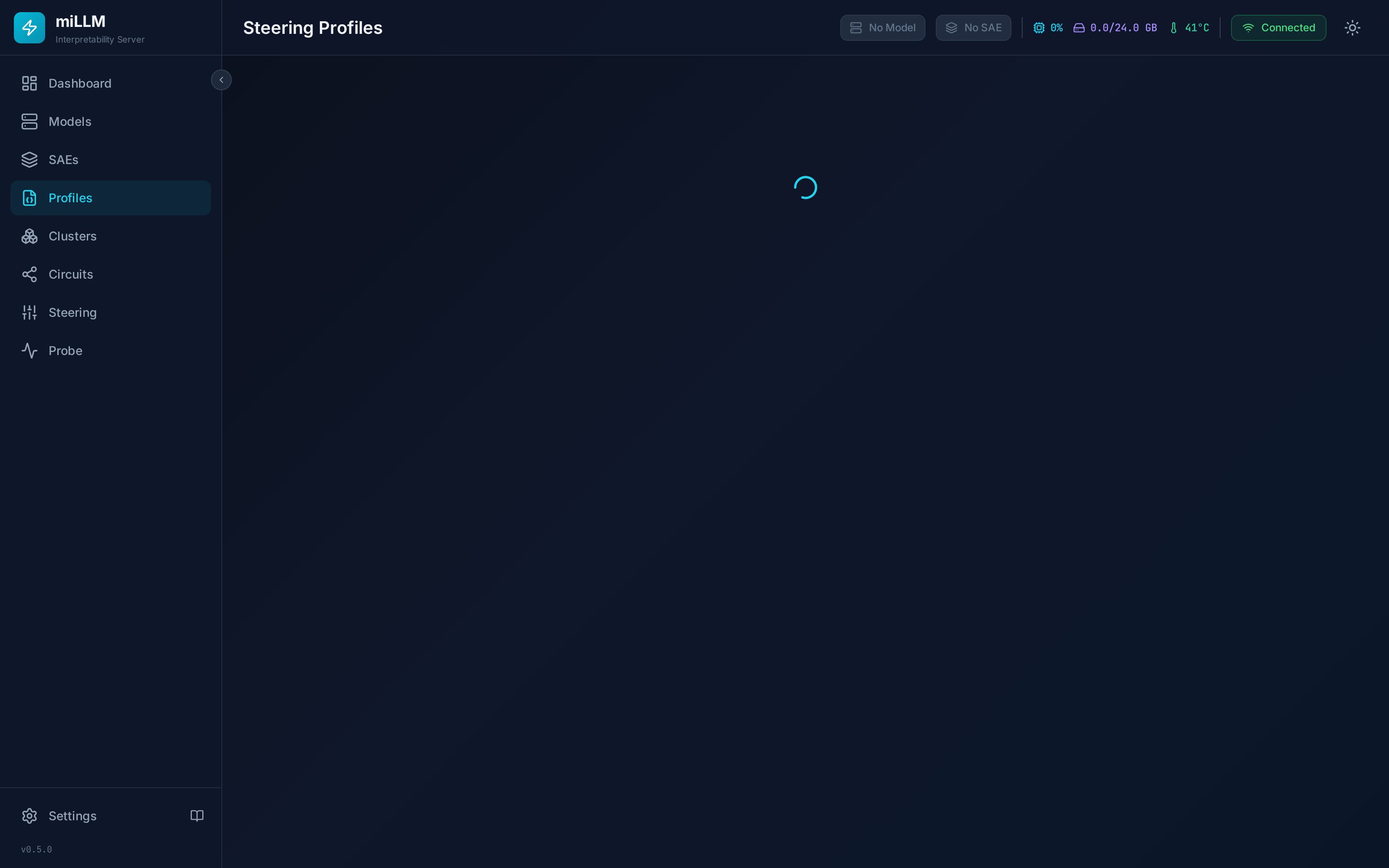 miLLM Profiles Page